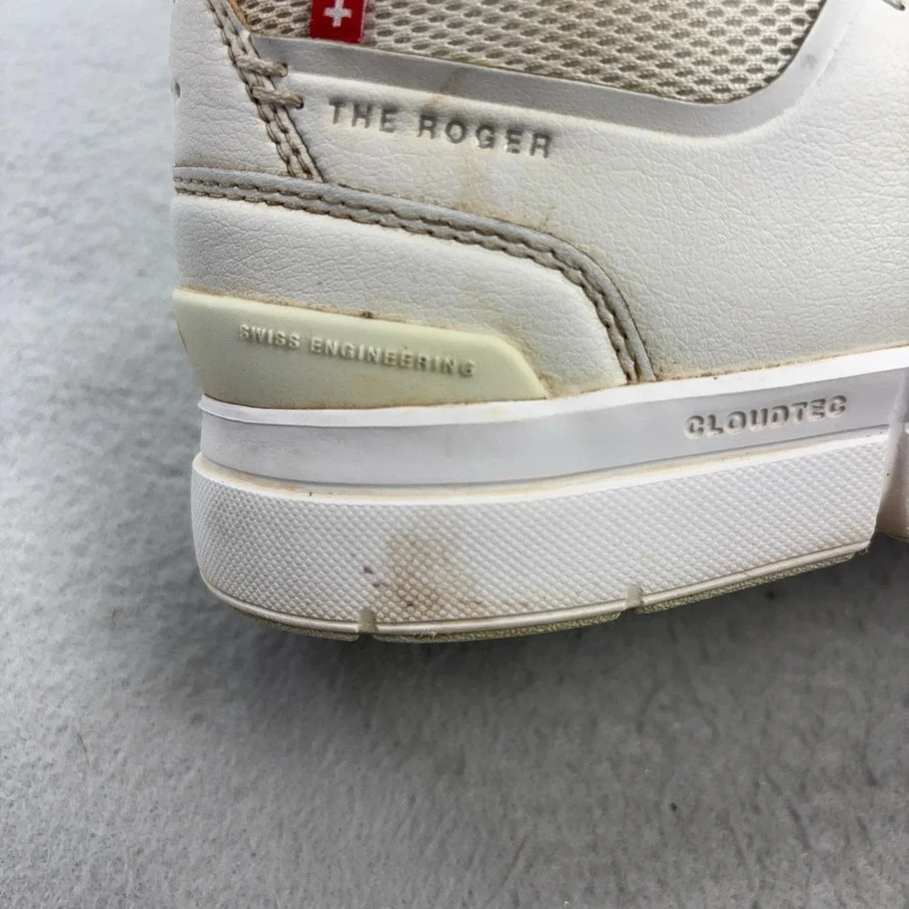 On The Roger Shoes Mens Size 7 White Leather Cushioned CloudTec Sneakers